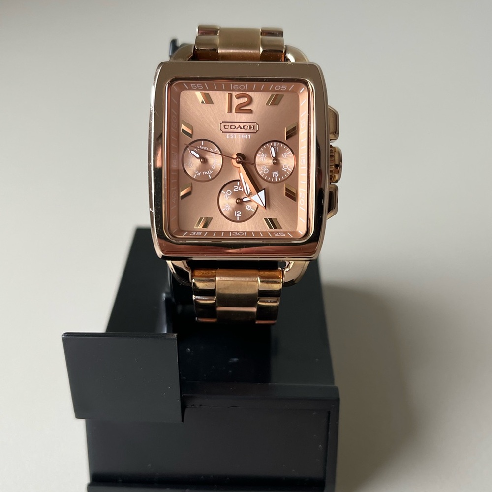 Coach Gold Rectangular Watch With Metallic Bracel… - image 2